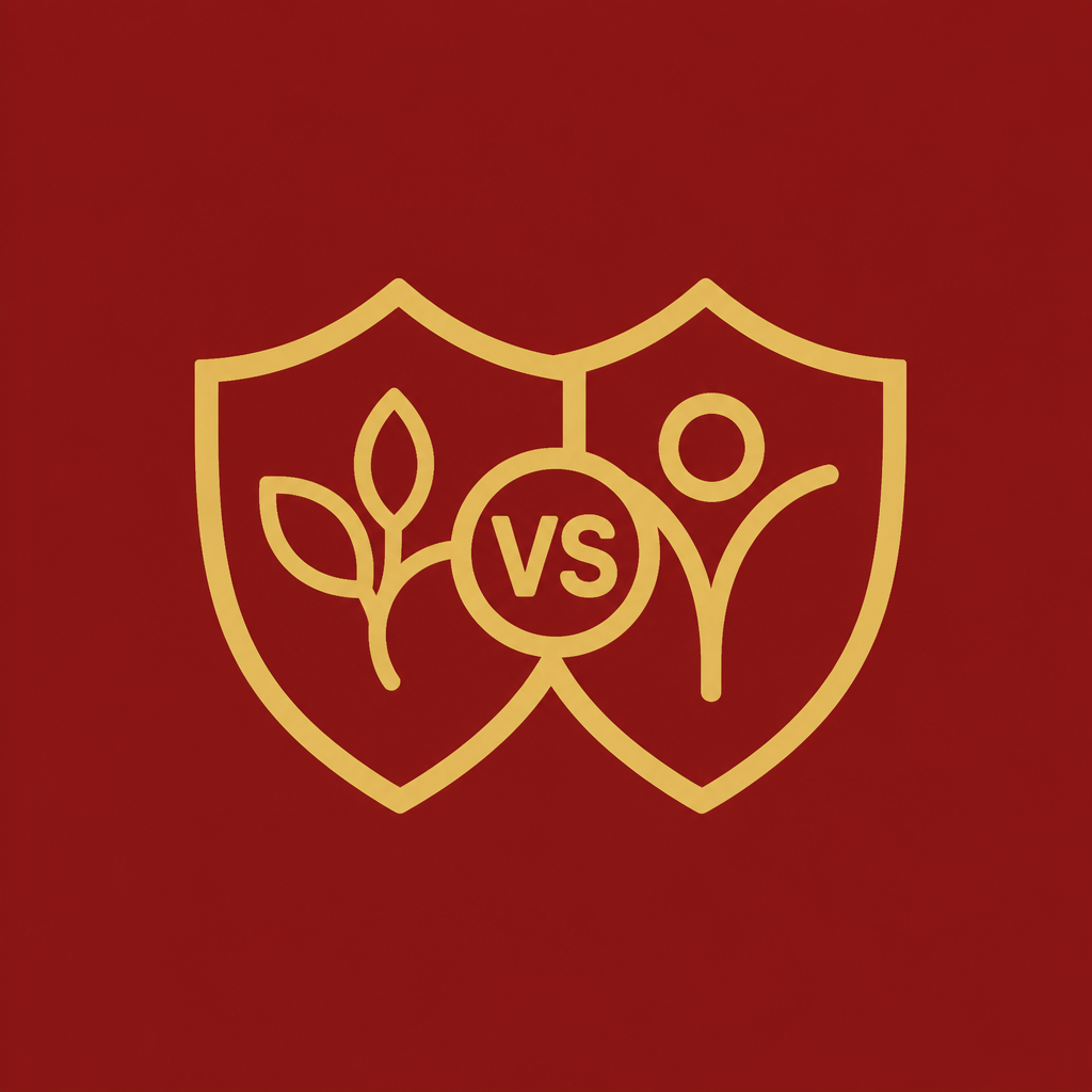 Pajzs összehasonlítás ikon - vörös vs fehér ginzeng